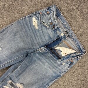 American Eagle Women's Size 6 Super High Rise Baggy Straight Jeans Light Wash